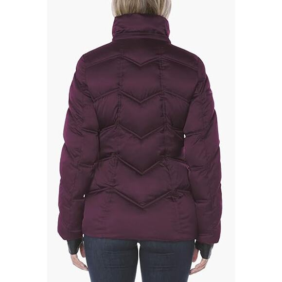 NWT Nautica Women's Midweight Puffer Jacket with Faux Fur Trim, Purple Tulip-S L - Picture 5 of 5